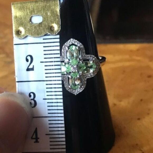 Natural Mint Garnet Moissanite Sterling Silver Ring Size 6 - Picture 9 of 9